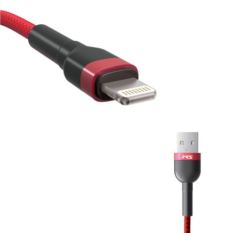 MS CABLE USB-A 2.0-&gt;LIGHTNING,2m,crveni