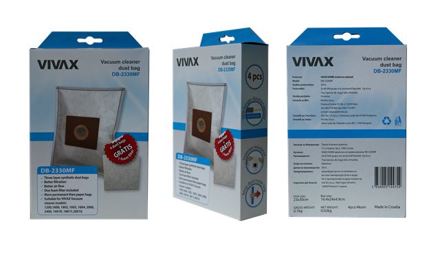 VIVAX HOME vrećice za usisavač sint. (4kom/pak) + filter DB-2330MF