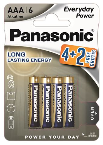 PANASONIC baterije LR03EPS/6BP 4+2F, Alkaline Everyday Power