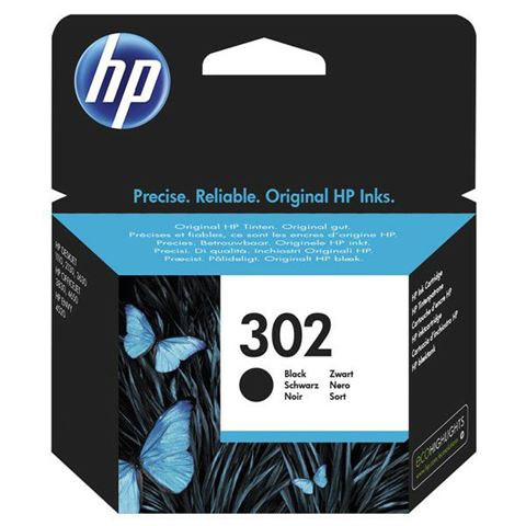 HP 302 Black Original Ink Cartridge, F6U66AE