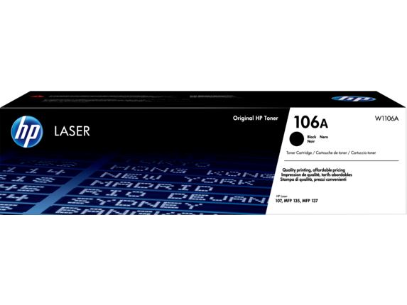 HP 106A Black Laser Toner Cartridge, W1106A