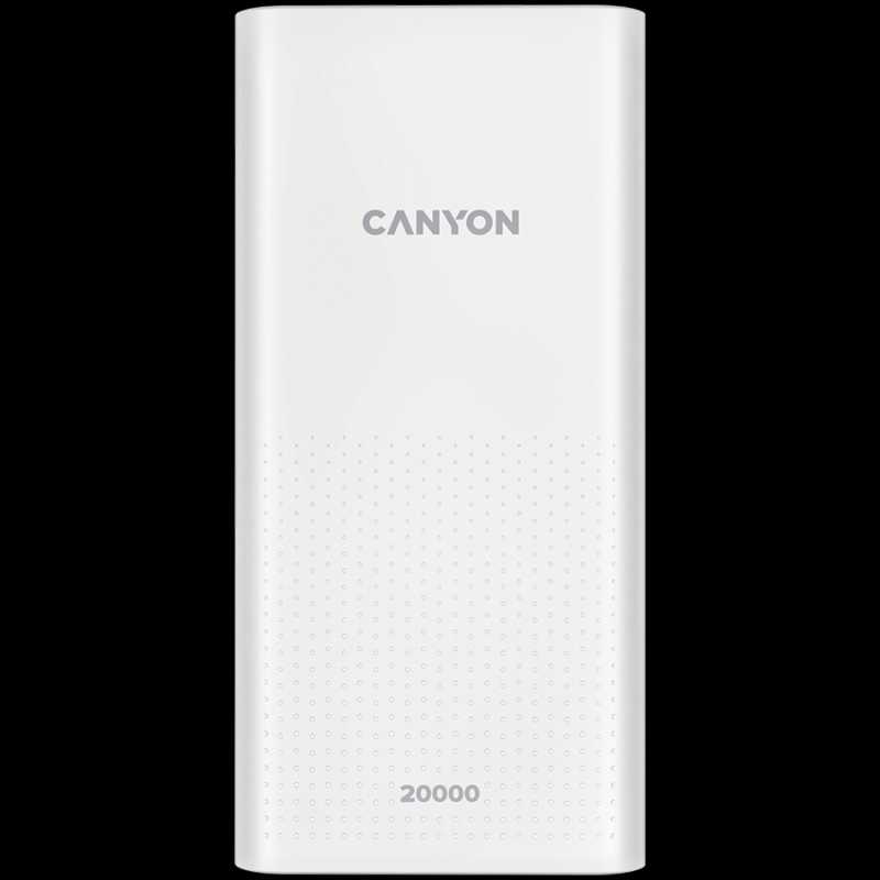 CANYON PB-2001 Power bank 20000mAh Li-poly battery, Input 5V/2A , Output 5V/2.1A(Max) , 144*69*28.5mm, 0.440Kg, white