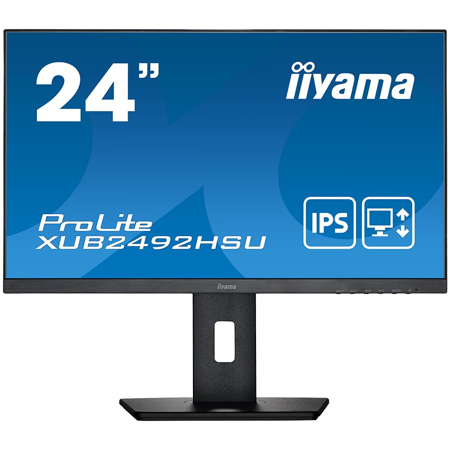 IIYAMA Monitor LED XUB2492HSU-B5 23.8" IPS 1920 x 1080 75Hz 250 cd/m2 1000:1 4ms VGA, HDMI, DP, USB 2.0 Hub, height, swivel, tilt, pivot, 3y, Black