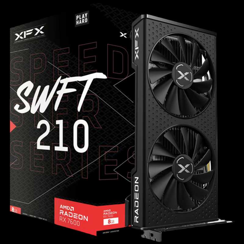 XFX SPEEDSTER SWFT210 RADEON RX7600 CORE Gaming Graphics Card with 8GBGDDR6 HDMI 3xDP, AMD RDNA™ 2