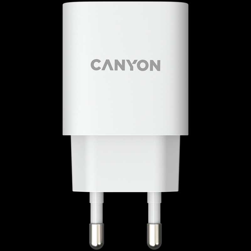 CANYON H-20-04, PD 20W/QC3.0 18W WALL Charger with 1-USB A+ 1-USB-C   Input: 100V-240V, Output: 1 port charge: USB-C:PD 20W (5V3A/9V2.22A/12V1.67A) , USB-A:QC3.0 18W (5V3A/9V2.0A/12V1.5A), 2 port char