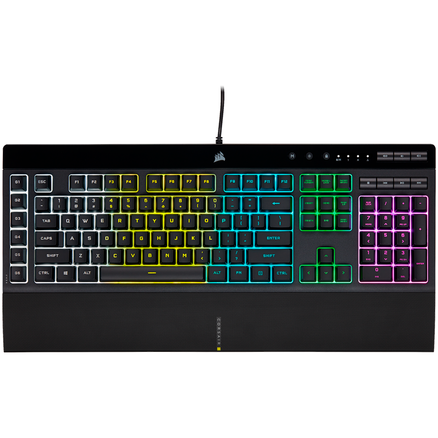 Corsair K55 RGB PRO Gaming Keyboard, Backlit Zoned RGB LED, Rubberdome, EAN:0840006631798