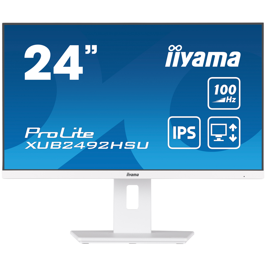 IIYAMA Monitor LED XUB2492HSU-W6 WHITE 23.8" IPS 1920 x 1080 @100Hz 16:9 250 cd/m2 1300:1 0.4ms HDMI DP USB 4 x 3.2  Full Ergonomic