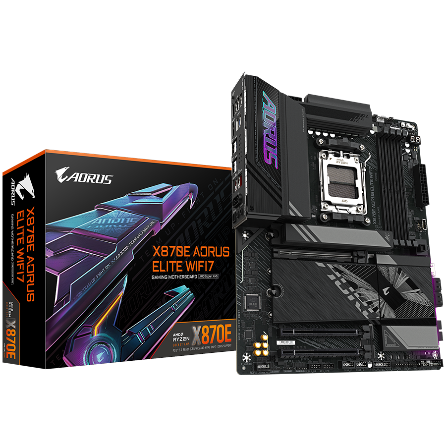 GIGABYTE MB X870E AORUS ELITE WIFI7 (AM5, 4x DDR5 256GB, 1x PCI-E 5.0 x16x16, 1x PCI-E 4.0 x16x4, 1x PCI-E 3.0 x16x2, 3x M.2 PCIe 5.0 & 1x M.2 PCIe 4, 4x SATA, 2x USB4 Type-C, 6x USB 3.2, 3x USB 2.0, 