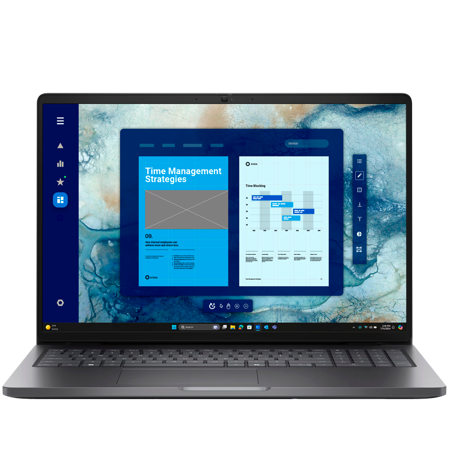Dell Pro 16 (PC16255), 16" FHD+ (1920x1200), AMD Ryzen AI 5 PRO 340 (50 TOPS, 6C, up to 4.8GHz), 16GB (1x16GB) DDR5, M.2 512GB SSD, AMD Radeon 840M, WiFi, BT, HDMI, 2xTHB4 (DP/PD), 2xUSB3.2, RJ-45, Fn