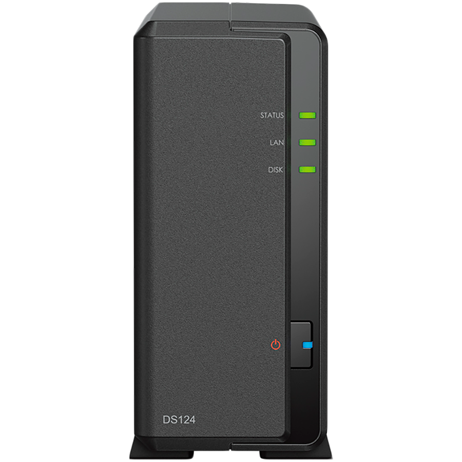 Synology DiskStation DS124 1-Bay NAS, CPU 4-core 1.7 GHz, 1 GB DDR4, 1 x 1Gbe LAN, 2 x USB 3.2