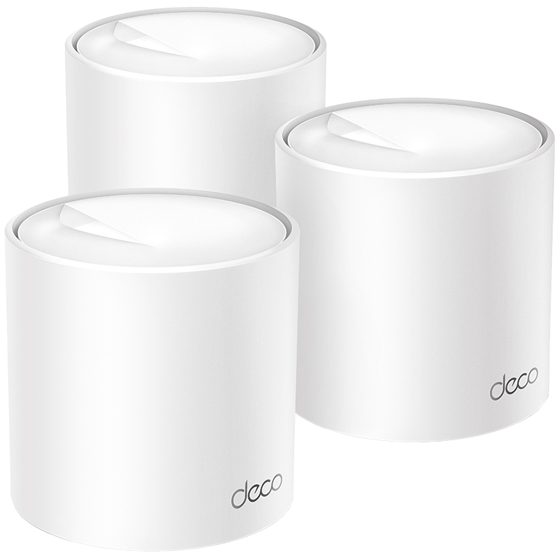 TP-Link Deco X50(3-pack) AX3000 Whole Home Mesh Wi-Fi 6 System, 574 Mbps at 2.4 GHz + 2402 Mbps at 5 GHz, 2× Internal Antennas, 3× Gigabit Ports (WAN/LAN auto-sensing), 2 Streams and HE160 for 5GHz, D