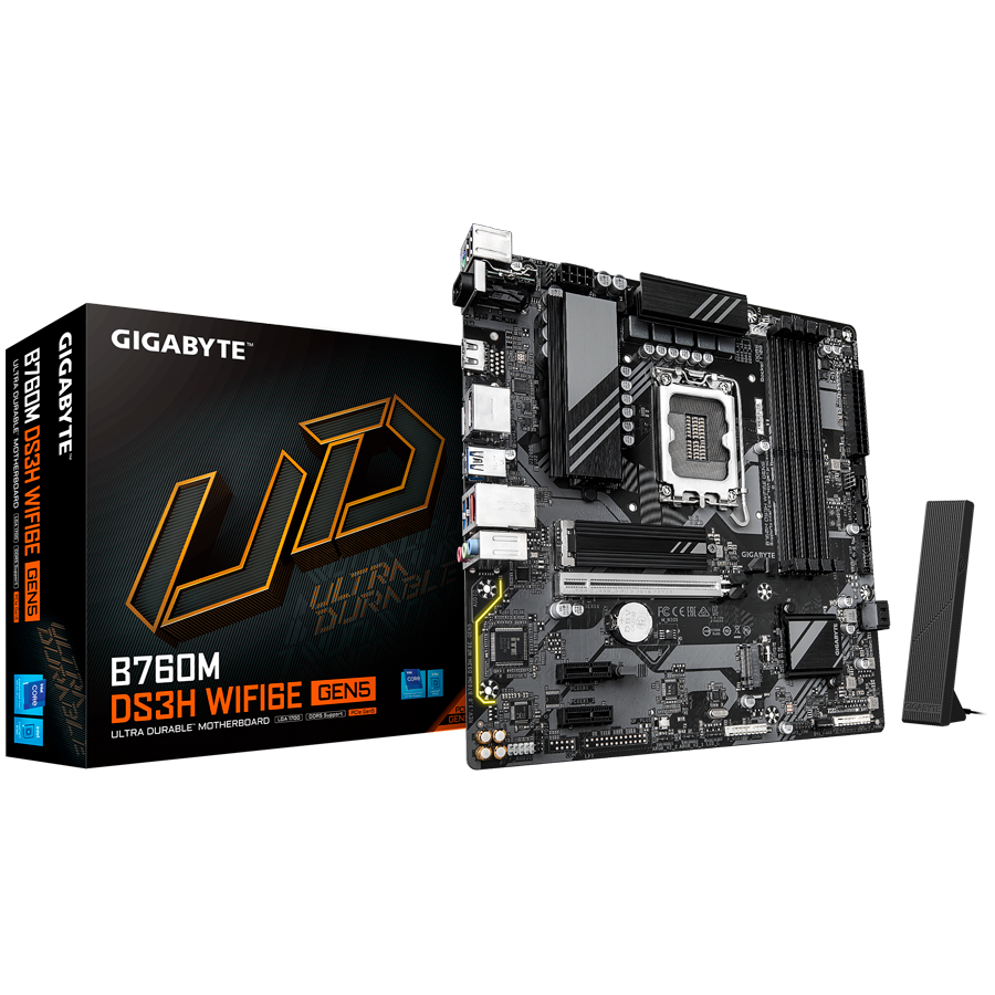 GIGABYTE B760M DS3H WF6E GEN5, s1700, 4x DDR5, mATX