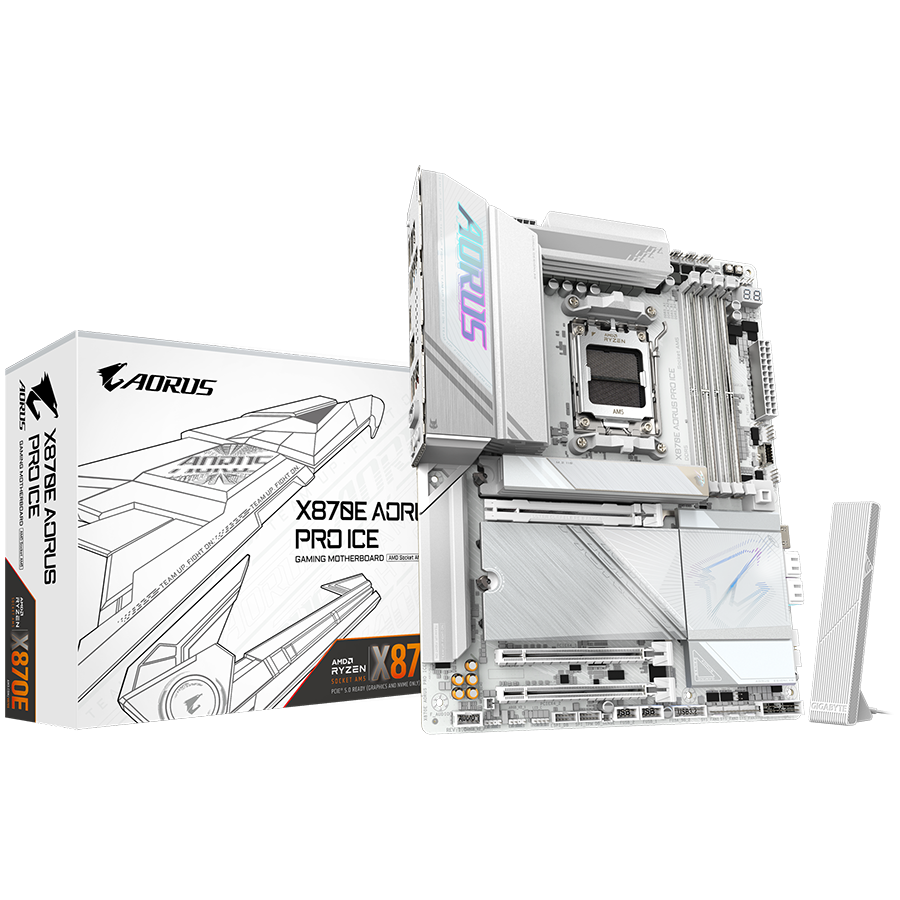 GIGABYTE X870E AORUS PRO ICE, AM5, 4x DDR5, WIFI7, ATX