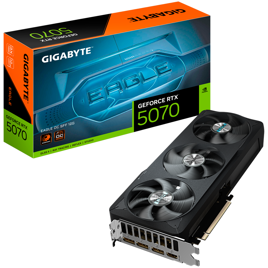 GIGABYTE Video Card NVIDIA GeForce RTX 5070 EAGLE OC SFF 12G (12GB GDDR7/192bit, PCI-E 5.0, Recommended PSU 750W, 16Pin Power connector, 3x DP, 1x HDMI)