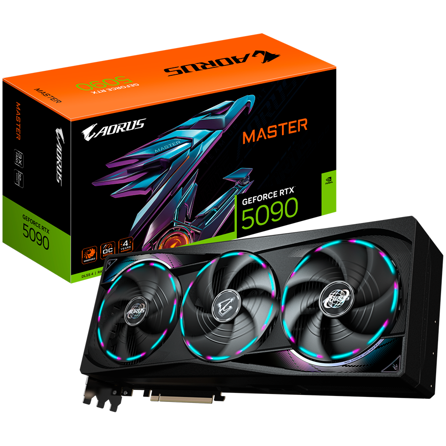 GIGABYTE Video Card NVIDIA AORUS GeForce RTX 5090 MASTER 32G (32GB GDDR7/512bit, PCI-E 5.0, Recommended PSU 1000W, 16Pin Power connector, 3x DP, 1x HDMI) Black