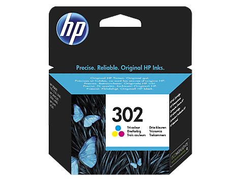 HP 302 Tri-color Original Ink Cartridge, F6U65AE