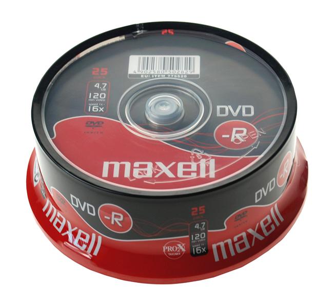 Maxell DVD-R 16x, 4.7GB 25 kom spindle, 275520.40.TE