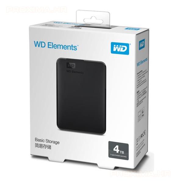 WD Elements 4TB Portable 2,5", USB 3.0, WDBU6Y0040BBK