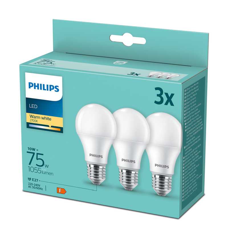 Philips LED žarulja, E27, A60, topla, 10W, mat. 3x, 929002306503