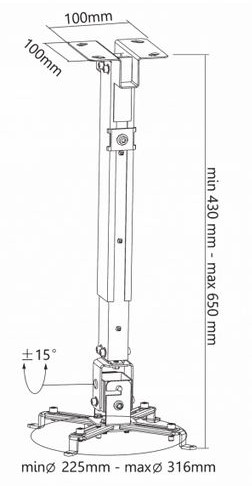 SBOX Stropni nosač projektora PM-18M do 20 kg, PM-18M