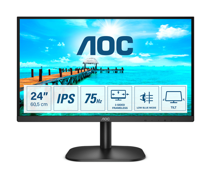 AOC LED IPS 23,8" 24B2XDA, VGA, DVI, HDMI, zvuč., 24B2XDA
