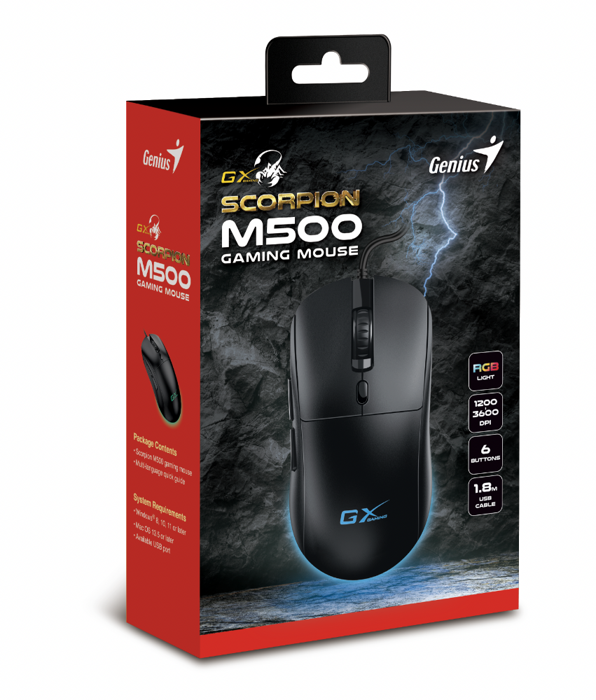 Genius Scorpion M500, igraći miš, RGB, 3600dpi, 31040011400