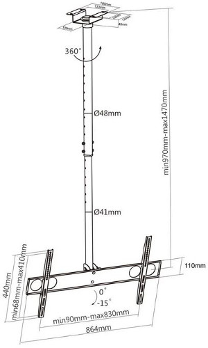 Manhattan stropni nosač za TV 37-70, do 50 kg, 423625