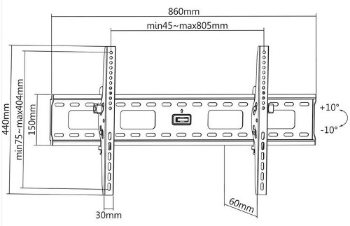 Manhattan TV nosač zidni 37"-86" do 75kg, crni, 423830