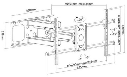 Manhattan TV nosač zidni 37"-90" do 75kg, crni, 461290