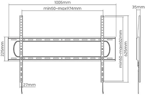 Manhattan TV nosač zidni 60"-120" do 120kg, crni, 461917