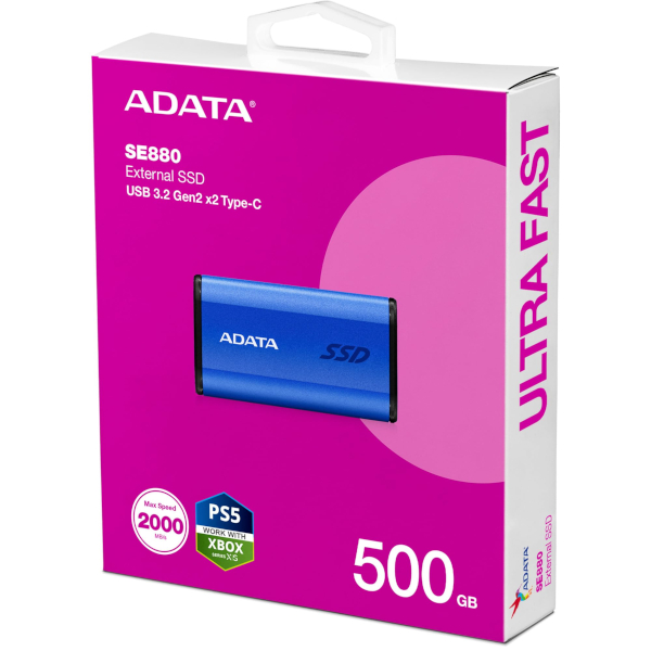 ADATA Ex SSD SU880, R2000/W2000, 500GB, U3.2, plav, AELI-SE880-500GCBU