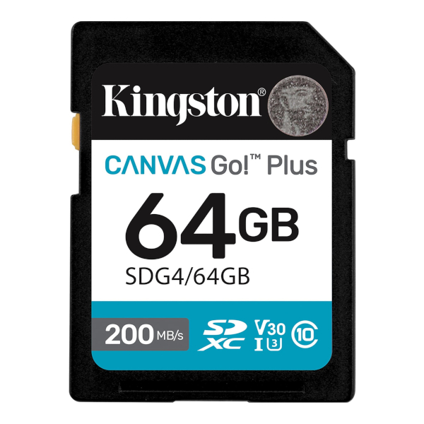 Kingston Canvas Go! Plus SD, R200MB, 64GB, SDG4/64GB