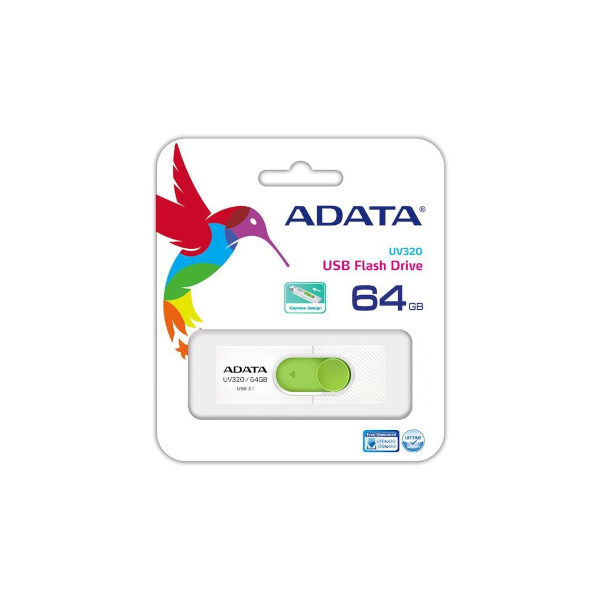 ADATA UV320, 64GB, USB3.2 bijelo-zeleni, AUV320-64G-RWHGN