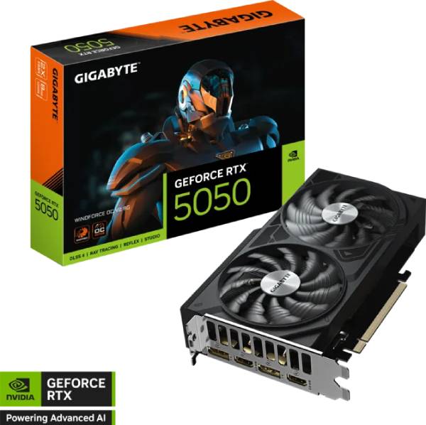 Gigabyte GF RTX5050 WINDFORCE OC, 8GB, GV-N5050WF2OCV2-8GD
