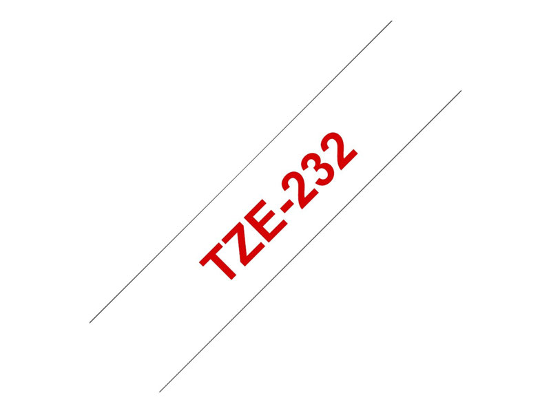 BROTHER TZE232 tape red/white 12mm 8m, TZE232