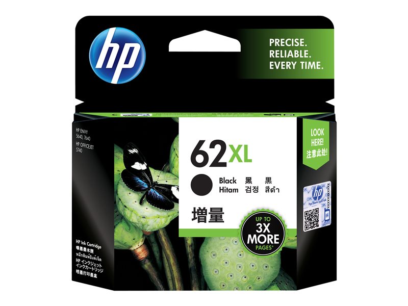 HP 62XL High Yield Black Original Ink Ca, C2P05AE#ABE