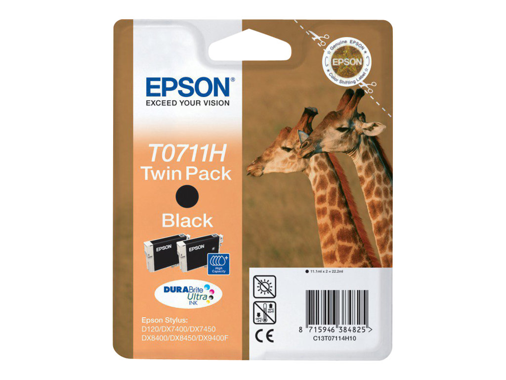 EPSON ink cart Black Twinpack 2x11 ml, C13T07114H10