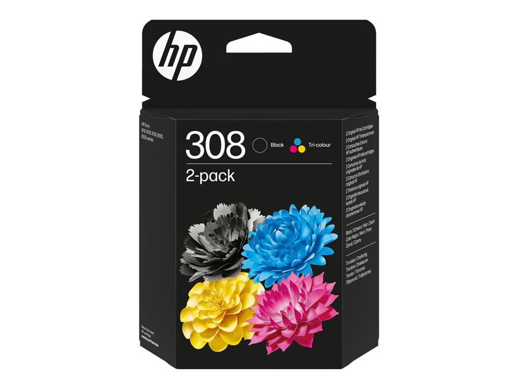 HP 308 Black/Tri-Color Ink Cart Combo 2P, 6L6S6UE